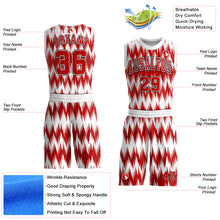 Load image into Gallery viewer, Custom White Red-Black Round Neck Sublimation Basketball Suit Jersey
