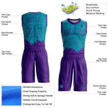 Load image into Gallery viewer, Custom Teal Purple Color Splash Round Neck Sublimation Basketball Suit Jersey
