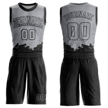 Load image into Gallery viewer, Custom Gray Black Color Splash Round Neck Sublimation Basketball Suit Jersey
