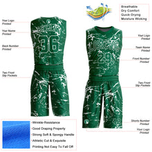 Load image into Gallery viewer, Custom Kelly Green White Abstract Grunge Art Round Neck Sublimation Basketball Suit Jersey
