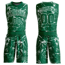 Load image into Gallery viewer, Custom Kelly Green White Abstract Grunge Art Round Neck Sublimation Basketball Suit Jersey
