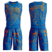 Load image into Gallery viewer, Custom Blue Bay Orange Abstract Grunge Art Round Neck Sublimation Basketball Suit Jersey
