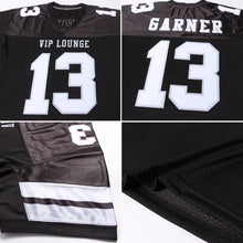 Load image into Gallery viewer, Custom Black White-Silver Mesh Authentic Football Jersey
