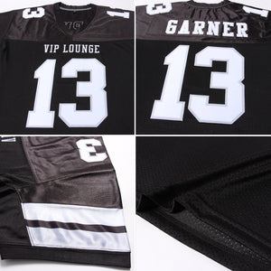 Custom Black White-Silver Mesh Authentic Football Jersey