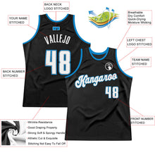 Load image into Gallery viewer, Custom Black White-Blue Authentic Throwback Basketball Jersey
