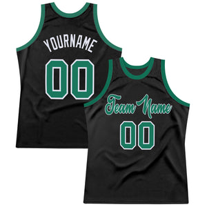 Custom Black Kelly Green-White Authentic Throwback Basketball Jersey