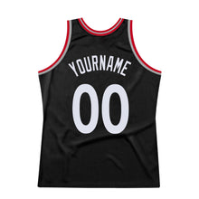 Load image into Gallery viewer, Custom Black White-Red Authentic Throwback Basketball Jersey
