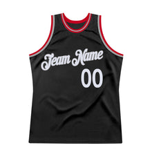 Load image into Gallery viewer, Custom Black White-Red Authentic Throwback Basketball Jersey

