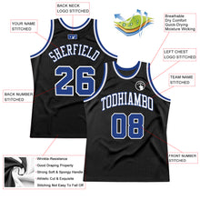 Load image into Gallery viewer, Custom Black Royal-White Authentic Throwback Basketball Jersey
