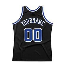 Load image into Gallery viewer, Custom Black Royal-White Authentic Throwback Basketball Jersey
