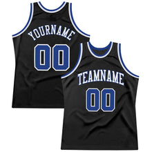 Load image into Gallery viewer, Custom Black Royal-White Authentic Throwback Basketball Jersey
