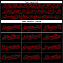 Load image into Gallery viewer, Custom Black Black-Red Authentic Baseball Jersey
