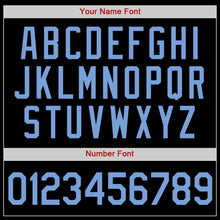 Load image into Gallery viewer, Custom Black Light Blue-Red Authentic Baseball Jersey
