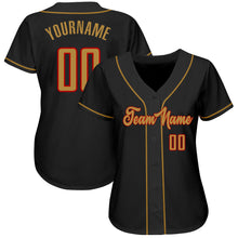 Load image into Gallery viewer, Custom Black Old Gold-Red Authentic Baseball Jersey
