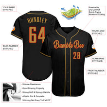 Load image into Gallery viewer, Custom Black Old Gold-Red Authentic Baseball Jersey
