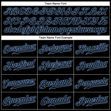 Load image into Gallery viewer, Custom Black Black-Light Blue Authentic Baseball Jersey
