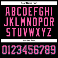 Load image into Gallery viewer, Custom Black White Pinstripe Pink-Light Blue Authentic Baseball Jersey
