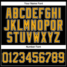 Load image into Gallery viewer, Custom Black Gold Pinstripe Gold-White Authentic Baseball Jersey
