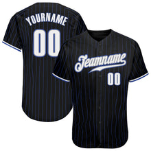 Load image into Gallery viewer, Custom Black Royal Pinstripe White-Gray Authentic Baseball Jersey

