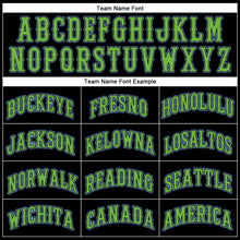 Load image into Gallery viewer, Custom Black Light Blue Pinstripe Neon Green Authentic Baseball Jersey
