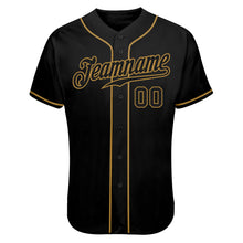 Load image into Gallery viewer, Custom Black Black-Old Gold Authentic Skull Fashion Baseball Jersey

