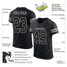 Load image into Gallery viewer, Custom Black Black-Gray Mesh Authentic Football Jersey
