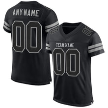 Load image into Gallery viewer, Custom Black Black-Gray Mesh Authentic Football Jersey
