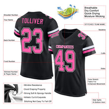 Load image into Gallery viewer, Custom Black Pink-White Mesh Authentic Football Jersey
