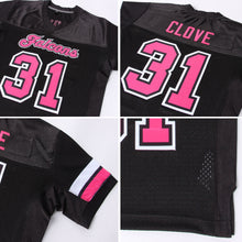 Load image into Gallery viewer, Custom Black Pink-White Mesh Authentic Football Jersey
