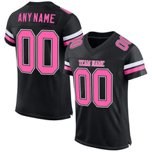 Load image into Gallery viewer, Custom Black Pink-White Mesh Authentic Football Jersey
