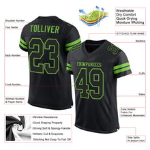 Load image into Gallery viewer, Custom Black Black-Neon Green Mesh Authentic Football Jersey
