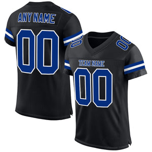 Custom Black Royal-White Mesh Authentic Football Jersey