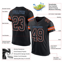 Load image into Gallery viewer, Custom Black Black-Orange Mesh Authentic Football Jersey
