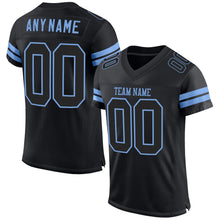 Load image into Gallery viewer, Custom Black Black-Light Blue Mesh Authentic Football Jersey
