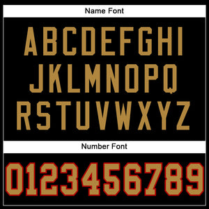 Custom Black Old Gold-Red Mesh Authentic Football Jersey