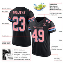 Load image into Gallery viewer, Custom Black Medium Pink-Light Blue Mesh Authentic Football Jersey
