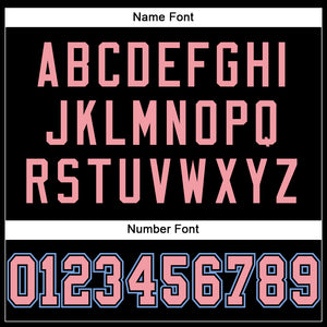 Custom Black Medium Pink-Light Blue Mesh Authentic Football Jersey