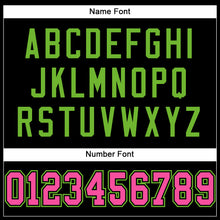 Load image into Gallery viewer, Custom Black Pink-Neon Green Mesh Authentic Football Jersey
