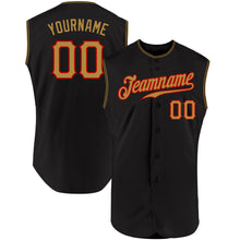 Load image into Gallery viewer, Custom Black Old Gold-Red Authentic Sleeveless Baseball Jersey
