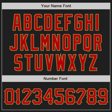 Load image into Gallery viewer, Custom Black Red Pinstripe Red-Old Gold Authentic Baseball Jersey
