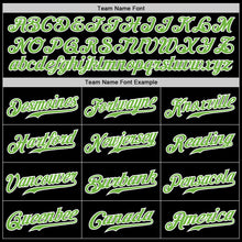 Load image into Gallery viewer, Custom Black Neon Green Pinstripe Neon Green-White Authentic Baseball Jersey
