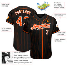 Load image into Gallery viewer, Custom Black Orange Pinstripe Orange-White Authentic Baseball Jersey
