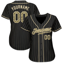 Load image into Gallery viewer, Custom Black Cream Pinstripe Camo-Cream Authentic Baseball Jersey
