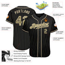 Load image into Gallery viewer, Custom Black Cream Pinstripe Camo-Cream Authentic Baseball Jersey
