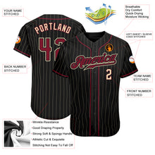 Load image into Gallery viewer, Custom Black Cream Pinstripe Crimson-Cream Authentic Baseball Jersey
