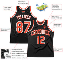 Load image into Gallery viewer, Custom Black Orange-White Authentic Throwback Basketball Jersey
