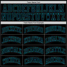 Load image into Gallery viewer, Custom Black Black-Teal Authentic Throwback Basketball Jersey
