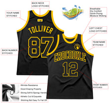 Load image into Gallery viewer, Custom Black Black-Gold Authentic Throwback Basketball Jersey
