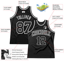 Load image into Gallery viewer, Custom Black Black-White Authentic Throwback Basketball Jersey
