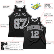 Load image into Gallery viewer, Custom Black Gray-White Authentic Throwback Basketball Jersey
